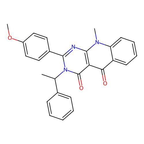 2-(4-methoxyphenyl)-10-methyl-3-(1-phenylethyl)pyrimido[4,5-b]quinoline-4,5(3H,10H)-dione structure