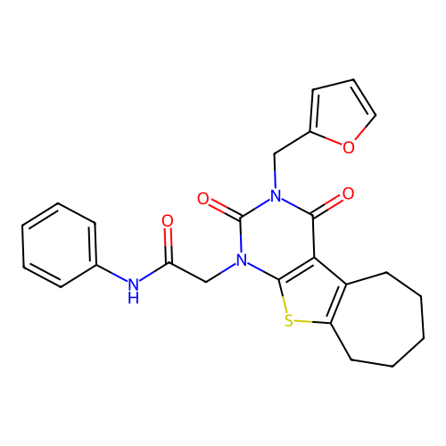 2-(3-Furan-2-ylmethyl-2,4-dioxo-3,4,6,7,8,9-hexahydro-2H,5H-10-thia-1,3-diaza-benzo[a]azulen-1-yl)-N -phenyl-acetamide structure