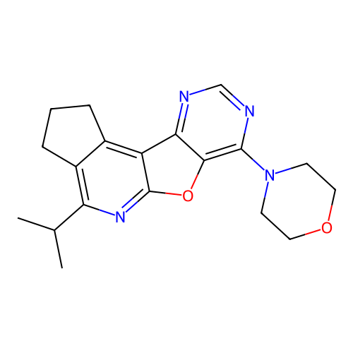 4-isopropyl-7-morpholino-2,3-dihydro-1H-cyclopenta[4',5']pyrido[3',2':4,5]furo[3,2-d]pyrimidine structure