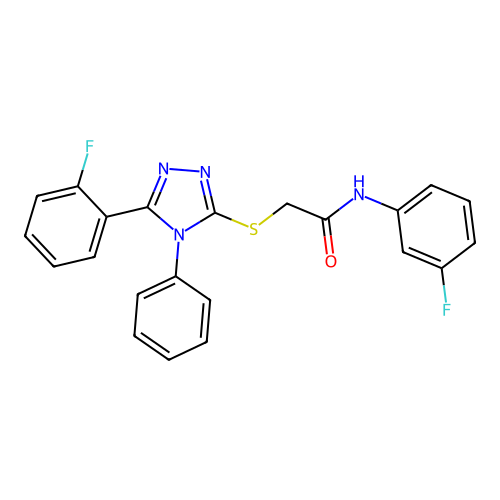 N-(3-fluorophenyl)-2-[[5-(2-fluorophenyl)-4-phenyl-1,2,4-triazol-3-yl]sulfanyl]acetamide structure