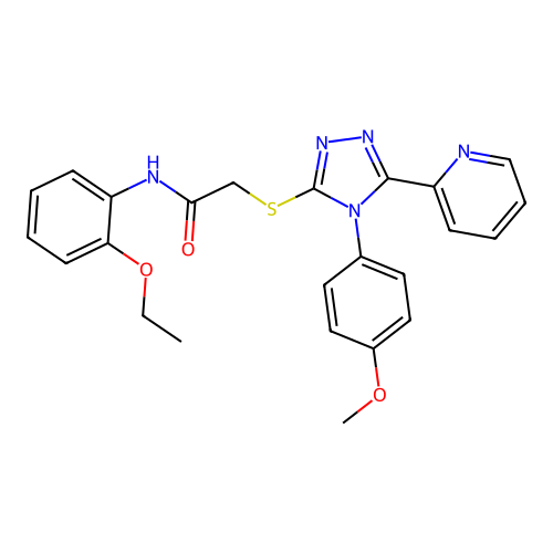 N-(2-ethoxyphenyl)-2-[[4-(4-methoxyphenyl)-5-pyridin-2-yl-1,2,4-triazol-3-yl]sulfanyl]acetamide structure