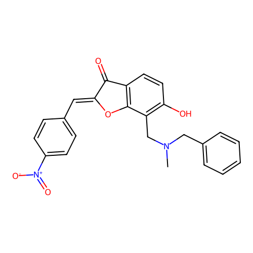 (Z)-7-((benzyl(methyl)amino)methyl)-6-hydroxy-2-(4-nitrobenzylidene)benzofuran-3(2H)-one structure