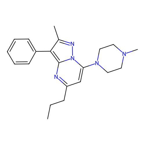 2-Methyl-7-(4-methylpiperazin-1-yl)-3-phenyl-5-propylpyrazolo[1,5-a]pyrimidine structure