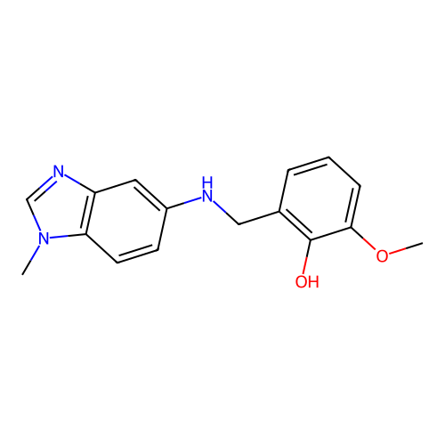 2-methoxy-6-{[(1-methyl-1H-benzimidazol-5-yl)amino]methyl}phenol structure