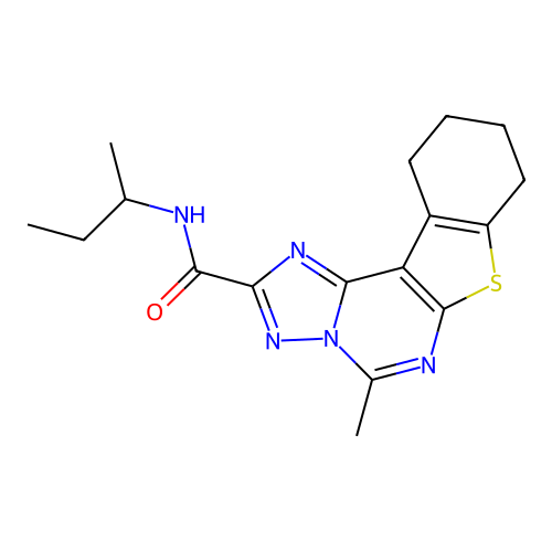 N-(butan-2-yl)-5-methyl-8,9,10,11-tetrahydro[1]benzothieno[3,2-e][1,2,4]triazolo[1,5-c]pyrimidine-2-carboxamide structure