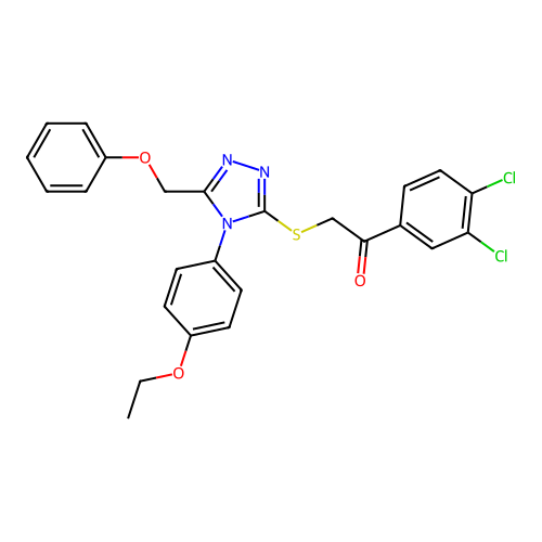 1-(3,4-dichlorophenyl)-2-((4-(4-ethoxyphenyl)-5-(phenoxymethyl)-4H-1,2,4-triazol-3-yl)thio)ethanone structure