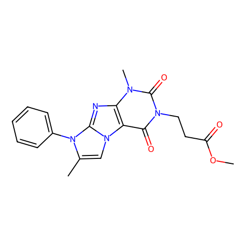 methyl 3-(1,7-dimethyl-2,4-dioxo-8-phenyl-1,2,4,8-tetrahydro-3H-imidazo[2,1-f]purin-3-yl)propanoate structure