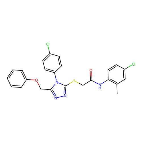 N-(4-chloro-2-methylphenyl)-2-{[4-(4-chlorophenyl)-5-(phenoxymethyl)-4H-1,2,4-triazol-3-yl]sulfanyl}acetamide structure