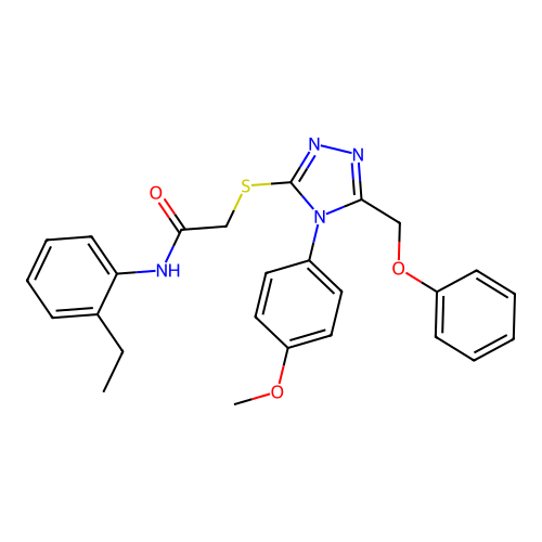 N-(2-ethylphenyl)-2-[[4-(4-methoxyphenyl)-5-(phenoxymethyl)-1,2,4-triazol-3-yl]sulfanyl]acetamide structure