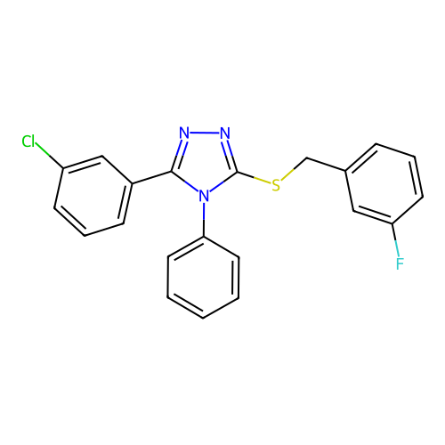 5-(3-Chlorophenyl)-3-[(3-fluorophenyl)methylthio]-4-phenyl-1,2,4-triazole structure