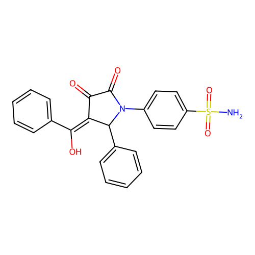 1-(4-aminosulfonylphenyl)-4-benzoyl-3-hydroxy-5-phenyl-3-pyrrolin-2-one structure