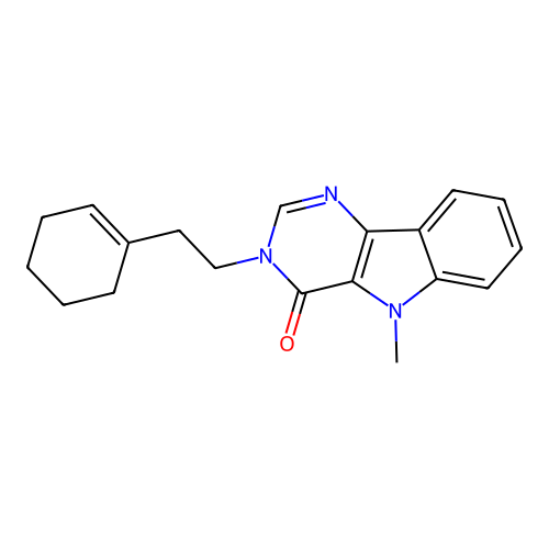 3-[2-(cyclohexen-1-yl)ethyl]-5-methylpyrimido[5,4-b]indol-4-one structure