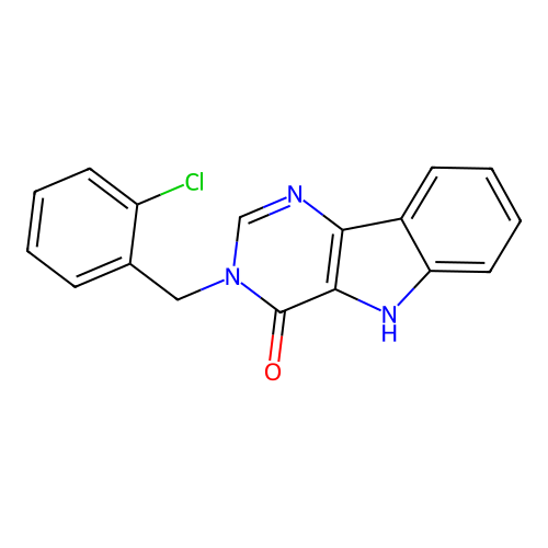 3-(2-chlorobenzyl)-3,5-dihydro-4H-pyrimido[5,4-b]indol-4-one structure