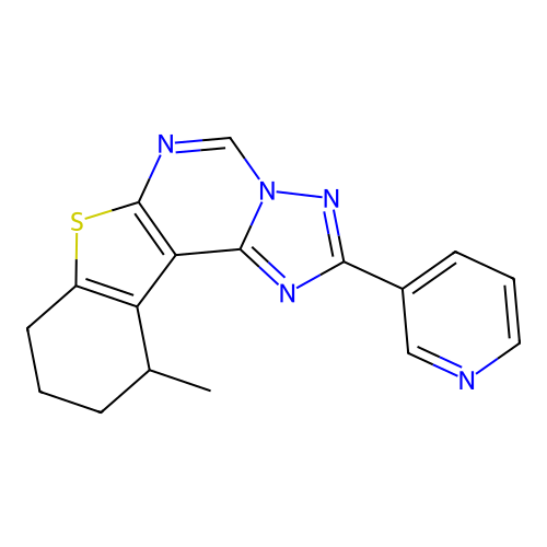 11-methyl-2-(3-pyridyl)-8,9,10,11-tetrahydro[1]benzothieno[3,2-e][1,2,4]triazolo[1,5-c]pyrimidine structure