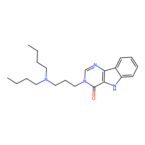 3-[3-(dibutylamino)propyl]-3,5-dihydro-4H-pyrimido[5,4-b]indol-4-one structure