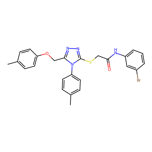 N-(3-bromophenyl)-2-((4-(p-tolyl)-5-((p-tolyloxy)methyl)-4H-1,2,4-triazol-3-yl)thio)acetamide structure