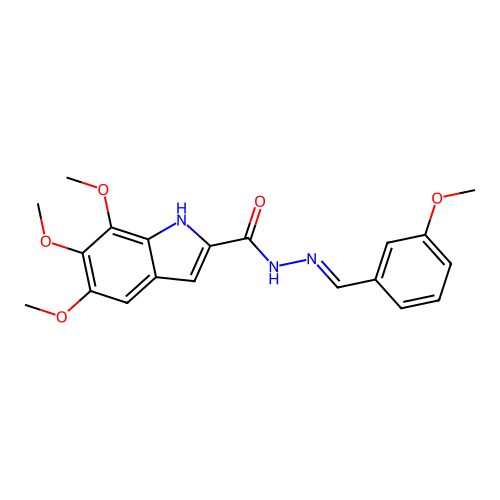 (E)-5,6,7-trimethoxy-N'-(3-methoxybenzylidene)-1H-indole-2-carbohydrazide structure