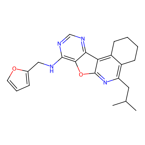 N-(furan-2-ylmethyl)-5-(2-methylpropyl)-1,2,3,4-tetrahydropyrimido[4',5':4,5]furo[2,3-c]isoquinolin-8-amine structure
