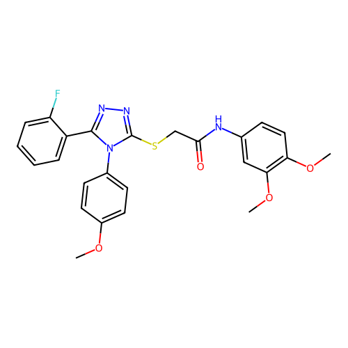 N-(3,4-dimethoxyphenyl)-2-{[5-(2-fluorophenyl)-4-(4-methoxyphenyl)-4H-1,2,4-triazol-3-yl]sulfanyl}acetamide structure