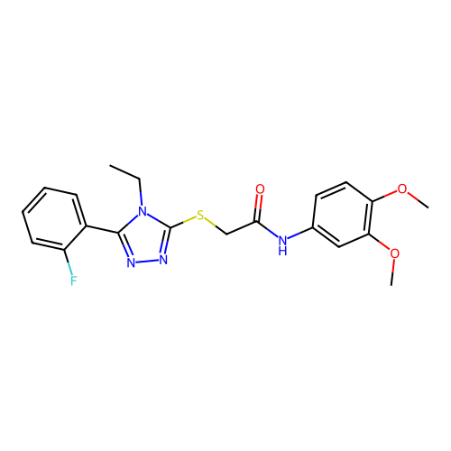 N-(3,4-dimethoxyphenyl)-2-{[4-ethyl-5-(2-fluorophenyl)-4H-1,2,4-triazol-3-yl]sulfanyl}acetamide structure