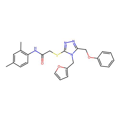 N-(2,4-dimethylphenyl)-2-{[4-(furan-2-ylmethyl)-5-(phenoxymethyl)-4H-1,2,4-triazol-3-yl]sulfanyl}acetamide structure