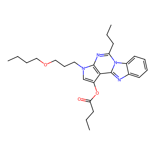 3-(3-butoxypropyl)-5-propyl-3H-benzo[4,5]imidazo[1,2-c]pyrrolo[3,2-e]pyrimidin-1-yl butyrate structure