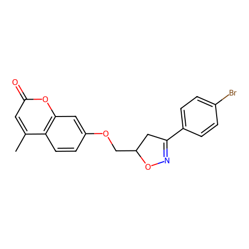 7-[3-(4-Bromo-phenyl)-4,5-dihydro-isoxazol-5-ylmethoxy]-4-methyl-chromen-2-one structure