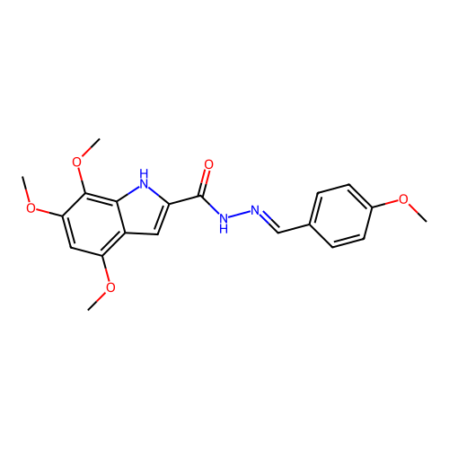 (E)-4,6,7-trimethoxy-N'-(4-methoxybenzylidene)-1H-indole-2-carbohydrazide structure