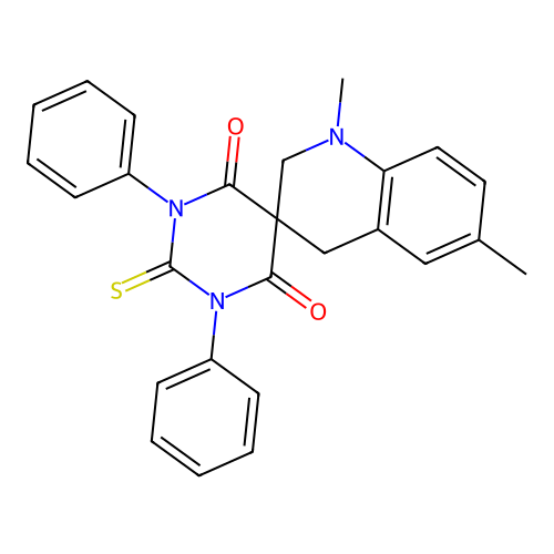 1',6'-dimethyl-1,3-diphenyl-2-sulfanylidenespiro[1,3-diazinane-5,3'-2,4-dihydroquinoline]-4,6-dione structure