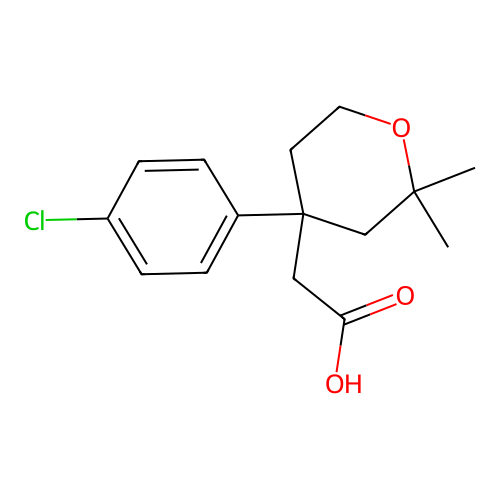 [4-(4-chlorophenyl)-2,2-dimethyltetrahydro-2H-pyran-4-yl]acetic acid structure