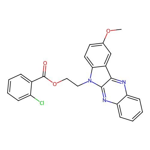 2-(9-methoxy-6H-indolo[2,3-b]quinoxalin-6-yl)ethyl 2-chlorobenzoate structure