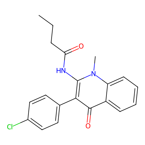 N-[3-(4-chlorophenyl)-1-methyl-4-oxo-1,4-dihydroquinolin-2-yl]butanamide structure