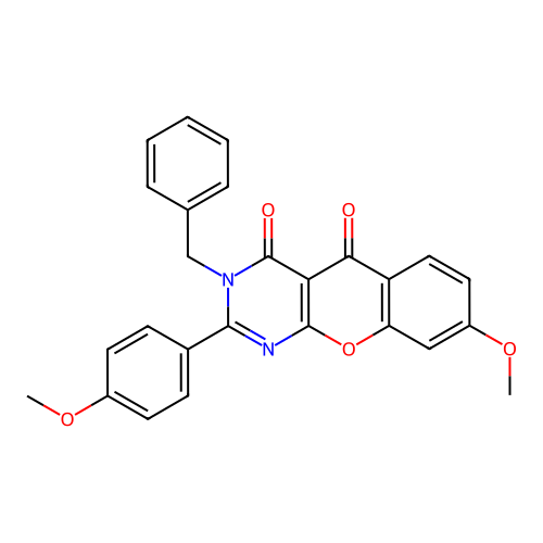 3-benzyl-8-methoxy-2-(4-methoxyphenyl)chromeno[2,3-d]pyrimidine-4,5-dione structure