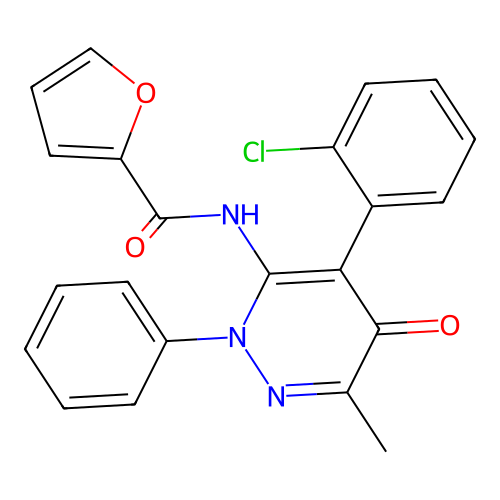 N-[4-(2-chlorophenyl)-6-methyl-5-oxo-2-phenylpyridazin-3-yl]furan-2-carboxamide structure