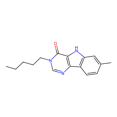 7-methyl-3-pentyl-3,5-dihydro-4H-pyrimido[5,4-b]indol-4-one structure