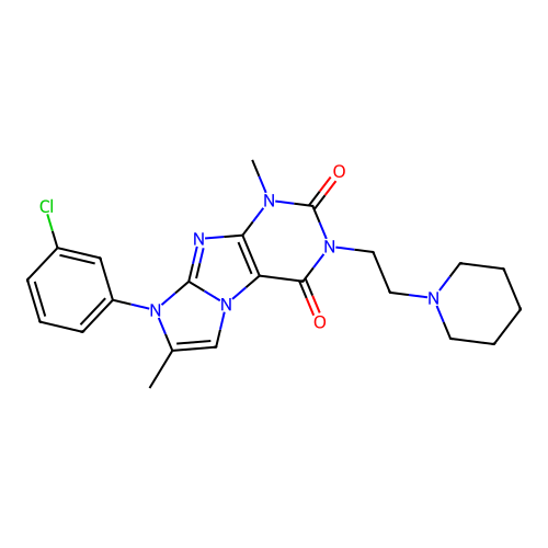 6-(3-chlorophenyl)-4,7-dimethyl-2-(2-piperidin-1-ylethyl)purino[7,8-a]imidazole-1,3-dione structure