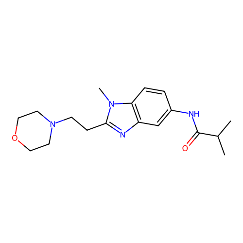 2-methyl-N-[1-methyl-2-(2-morpholin-4-ylethyl)benzimidazol-5-yl]propanamide structure