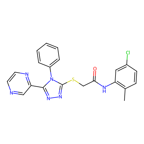N-(5-chloro-2-methylphenyl)-2-{[4-phenyl-5-(pyrazin-2-yl)-4H-1,2,4-triazol-3-yl]sulfanyl}acetamide structure