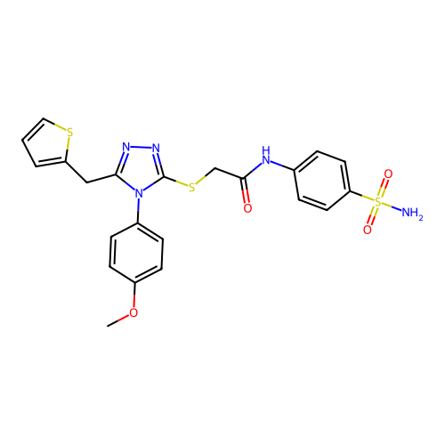 2-{[4-(4-methoxyphenyl)-5-(thiophen-2-ylmethyl)-4H-1,2,4-triazol-3-yl]sulfanyl}-N-(4-sulfamoylphenyl)acetamide structure