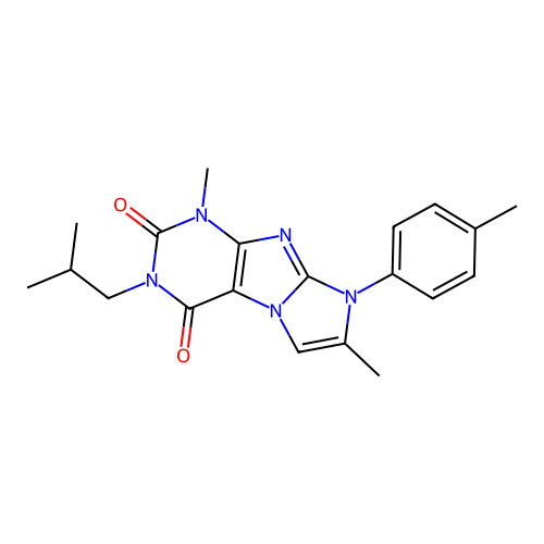 4,7-dimethyl-6-(4-methylphenyl)-2-(2-methylpropyl)purino[7,8-a]imidazole-1,3-dione structure