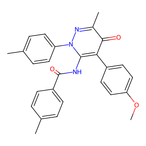 N-[4-(4-methoxyphenyl)-6-methyl-2-(4-methylphenyl)-5-oxopyridazin-3-yl]-4-methylbenzamide structure