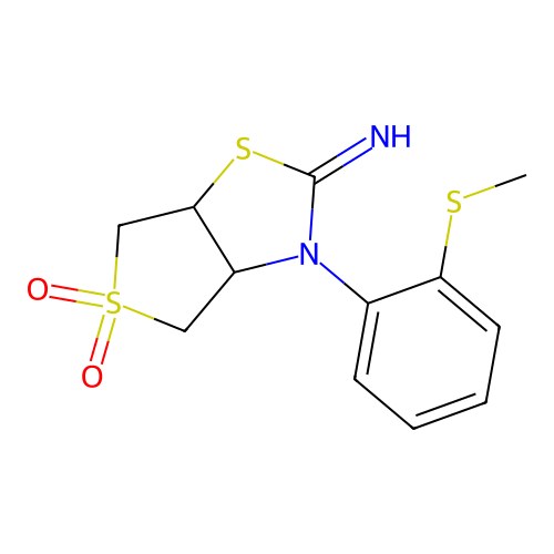 2-imino-3-(2-(methylthio)phenyl)hexahydrothieno[3,4-d]thiazole 5,5-dioxide structure