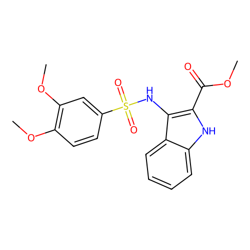 methyl 3-{[(3,4-dimethoxyphenyl)sulfonyl]amino}-1H-indole-2-carboxylate structure