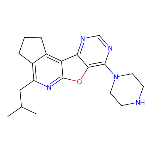 4-(2-methylpropyl)-7-(piperazin-1-yl)-2,3-dihydro-1H-cyclopenta[4',5']pyrido[3',2':4,5]furo[3,2-d]pyrimidine structure