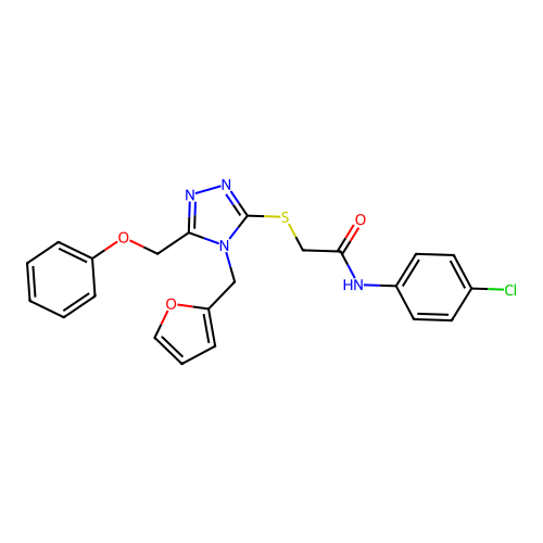 N-(4-chlorophenyl)-2-{[4-(furan-2-ylmethyl)-5-(phenoxymethyl)-4H-1,2,4-triazol-3-yl]sulfanyl}acetamide structure