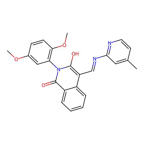 2-(2,5-dimethoxyphenyl)-4-[[(4-methylpyridin-2-yl)amino]methylidene]isoquinoline-1,3-dione structure