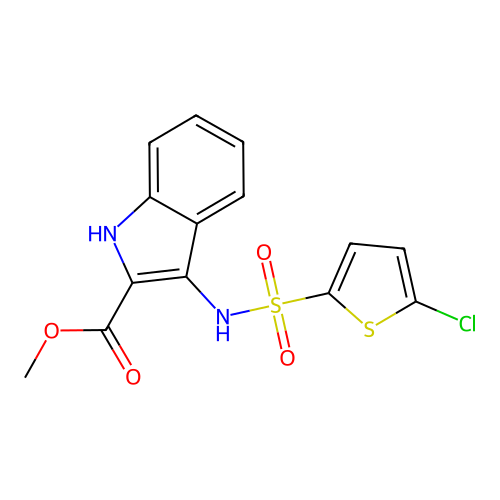 methyl 3-{[(5-chlorothiophen-2-yl)sulfonyl]amino}-1H-indole-2-carboxylate structure