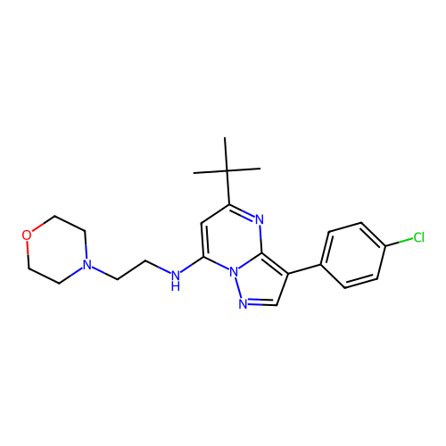5-tert-butyl-3-(4-chlorophenyl)-N-[2-(morpholin-4-yl)ethyl]pyrazolo[1,5-a]pyrimidin-7-amine structure