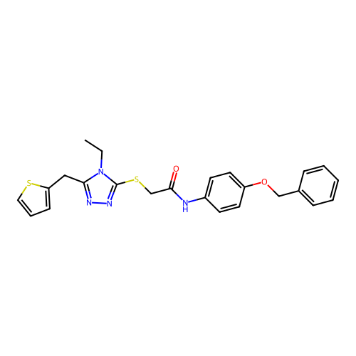 N-[4-(benzyloxy)phenyl]-2-{[4-ethyl-5-(thiophen-2-ylmethyl)-4H-1,2,4-triazol-3-yl]sulfanyl}acetamide structure