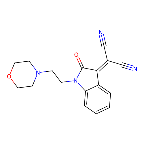2-(1-(2-morpholinoethyl)-2-oxoindolin-3-ylidene)malononitrile structure